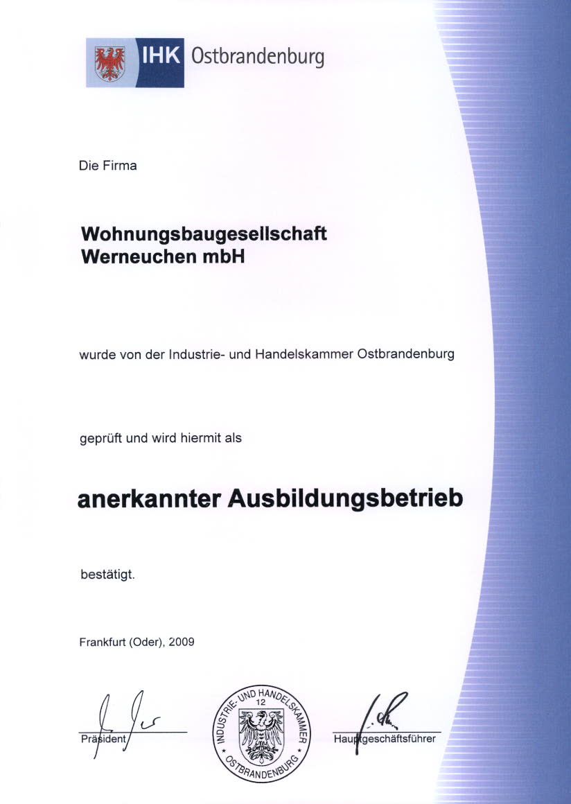 Urkunde Anerkannter Ausbildungsbetrieb Urkunde